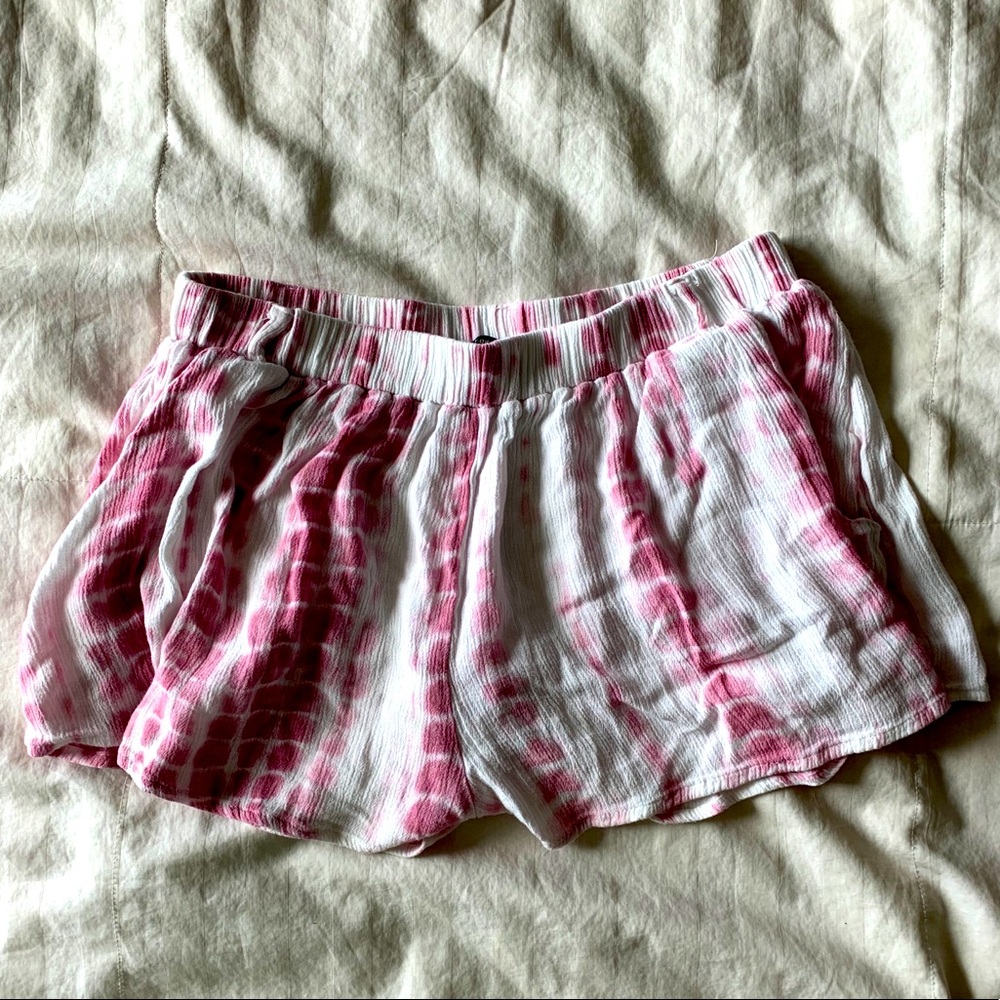 Tie-dye pink and white shorts
